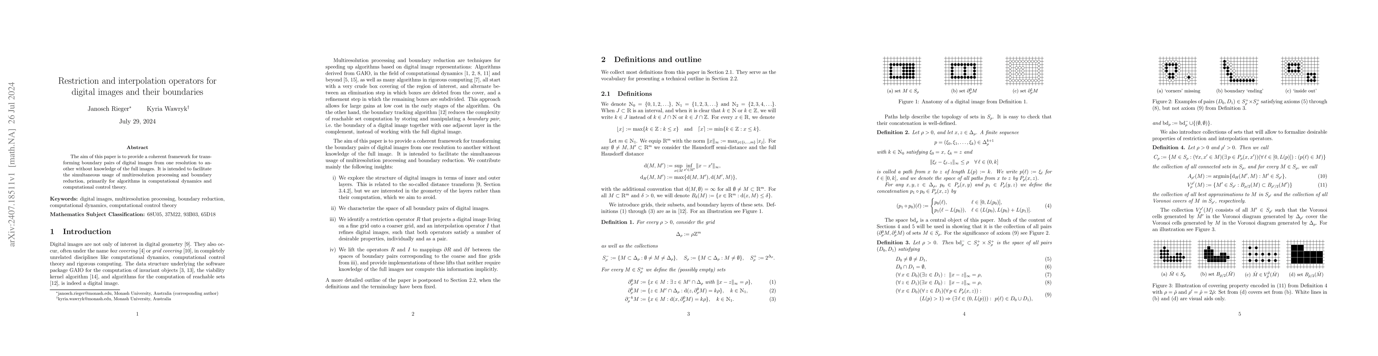 Thumbnail for Restriction and interpolation operators for digital images and their
  boundaries