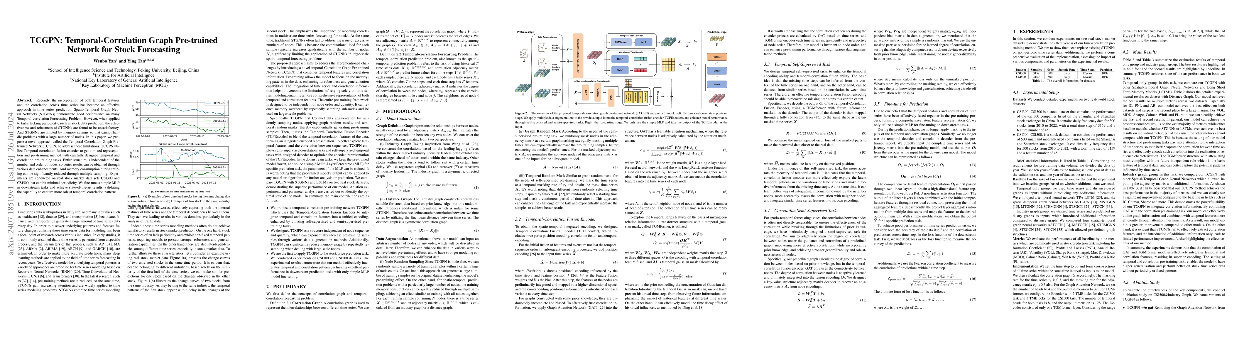 Thumbnail for TCGPN: Temporal-Correlation Graph Pre-trained Network for Stock
  Forecasting