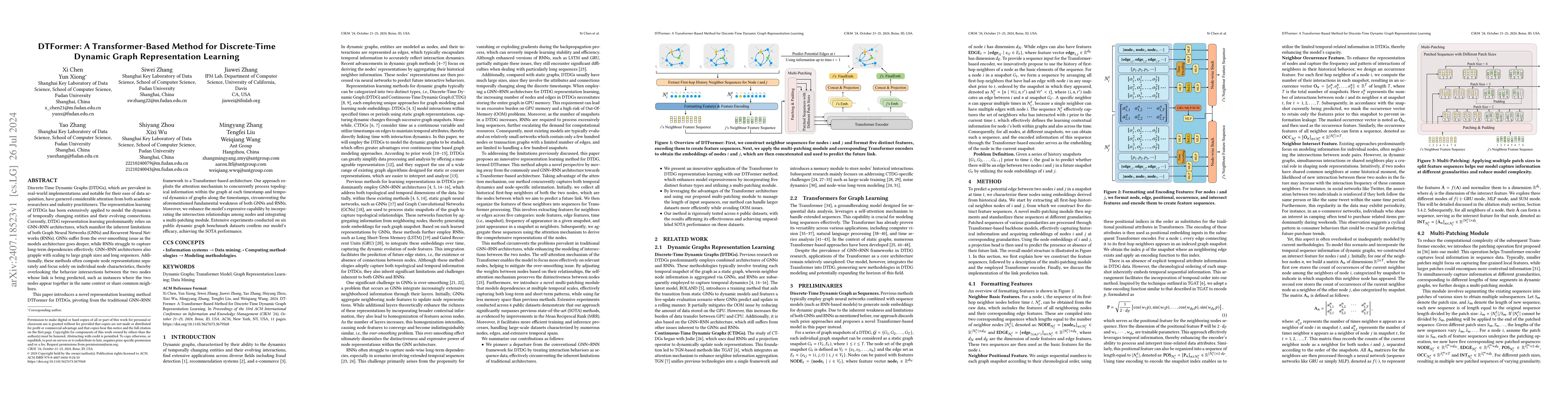 Thumbnail for DTFormer: A Transformer-Based Method for Discrete-Time Dynamic Graph
  Representation Learning