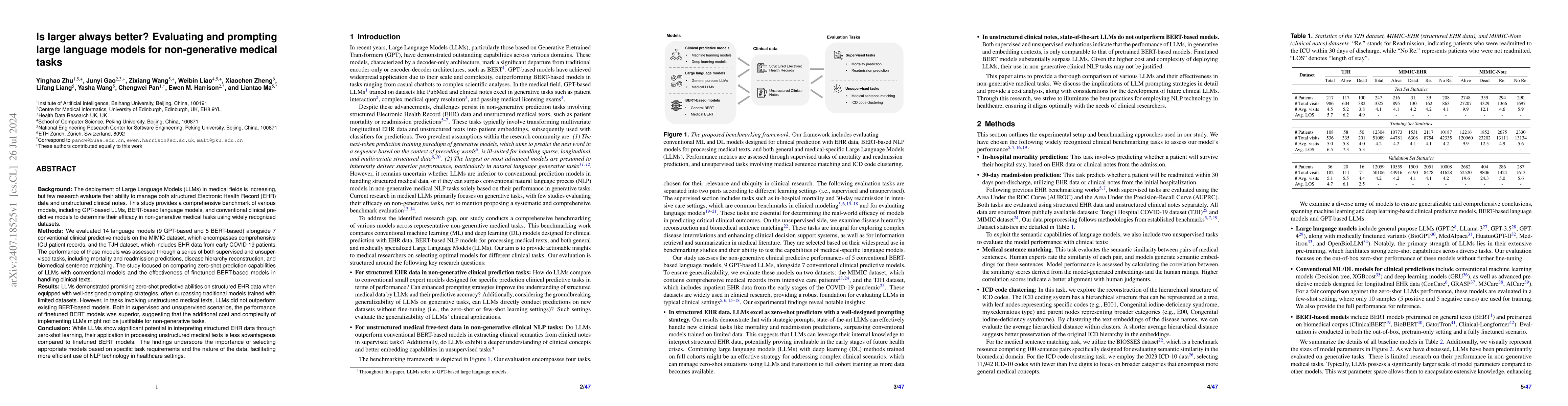 Thumbnail for Is larger always better? Evaluating and prompting large language models
  for non-generative medical tasks