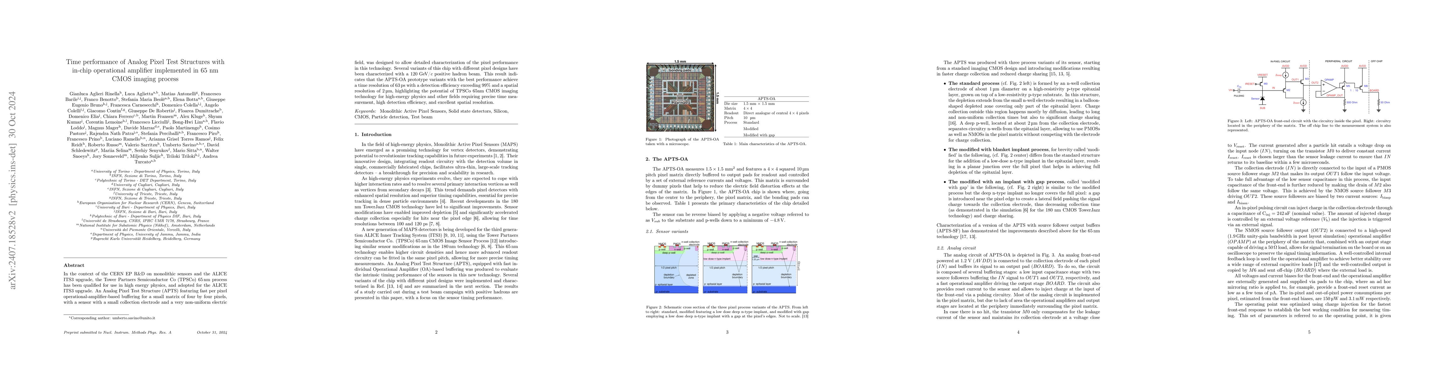 Thumbnail for Time performance of Analog Pixel Test Structures with in-chip
  operational amplifier implemented in 65 nm CMOS imaging process