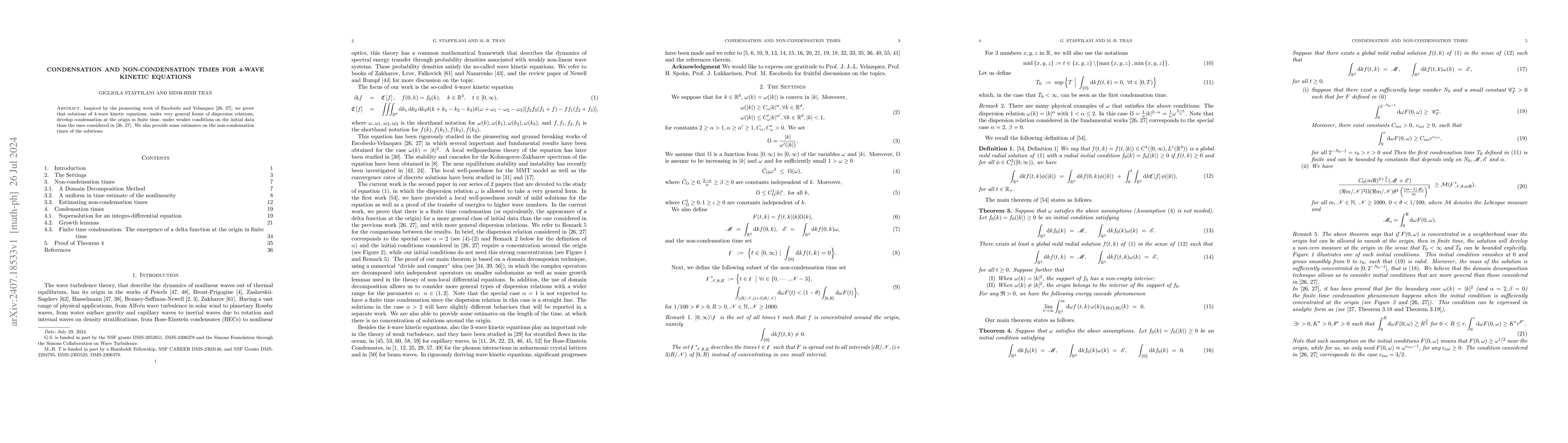 Thumbnail for Condensation and non-condensation times for 4-wave kinetic equations