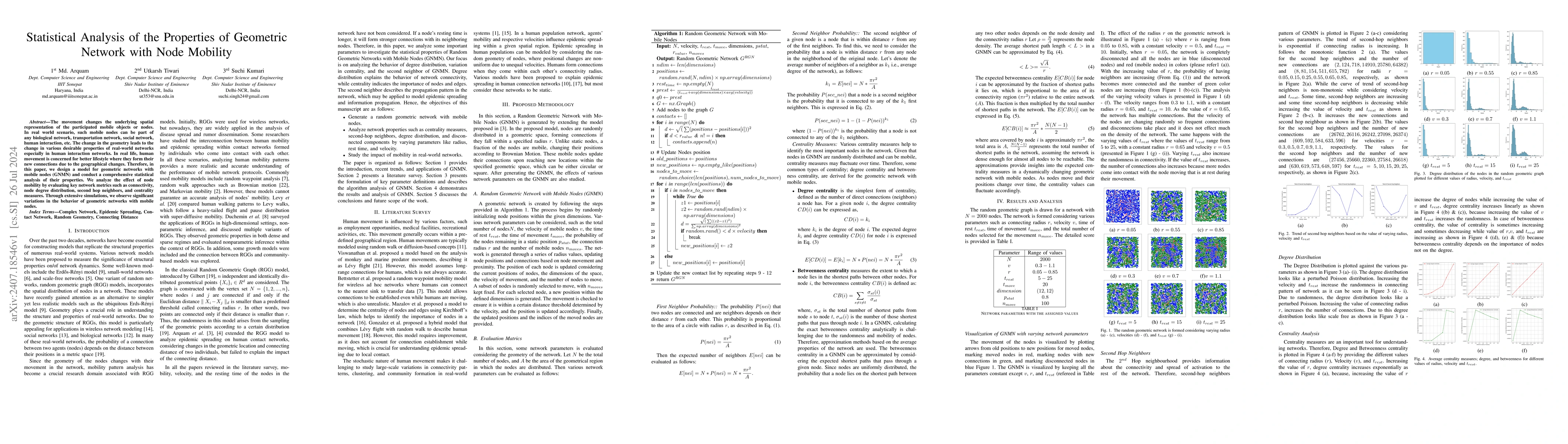 Thumbnail for Statistical Analysis of the Properties of Geometric Network with Node
  Mobility