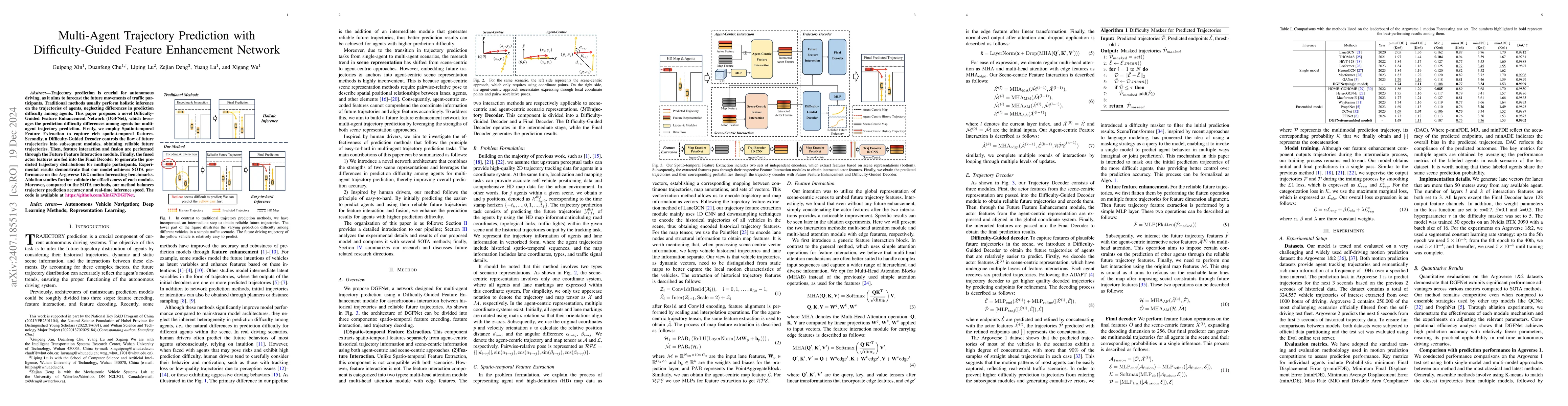 Thumbnail for Multi-Agent Trajectory Prediction with Difficulty-Guided Feature
  Enhancement Network