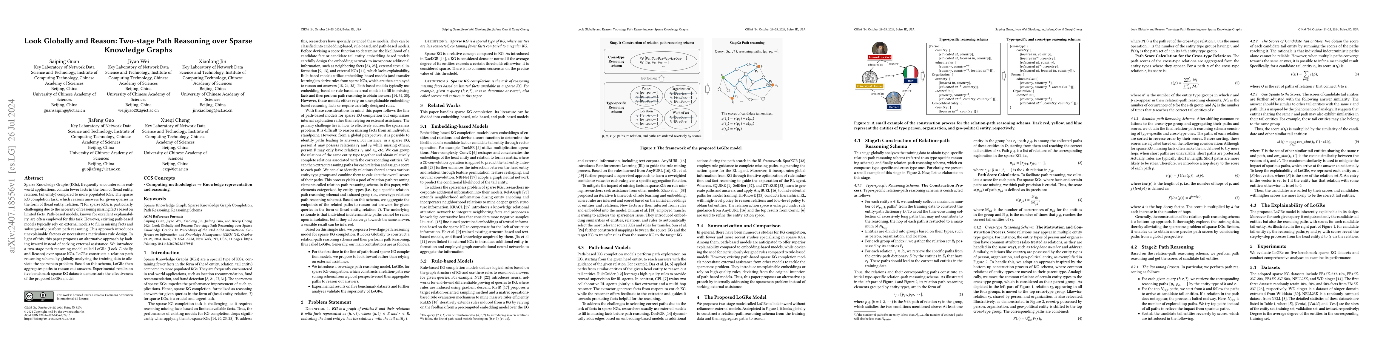Thumbnail for Look Globally and Reason: Two-stage Path Reasoning over Sparse Knowledge
  Graphs
