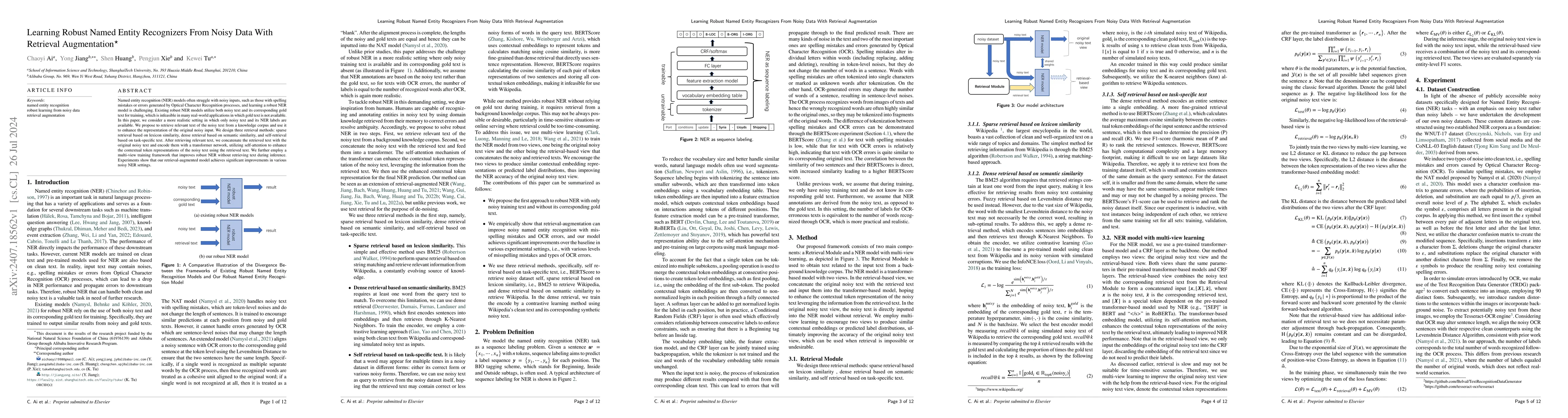 Thumbnail for Learning Robust Named Entity Recognizers From Noisy Data With Retrieval
  Augmentation
