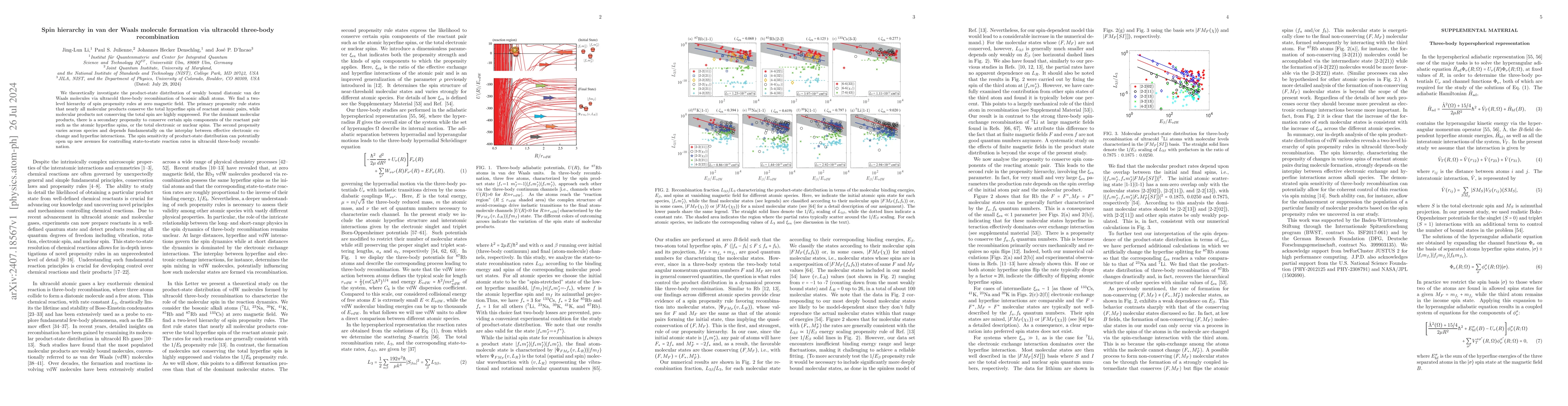 Thumbnail for Spin hierarchy in van der Waals molecule formation via ultracold
  three-body recombination