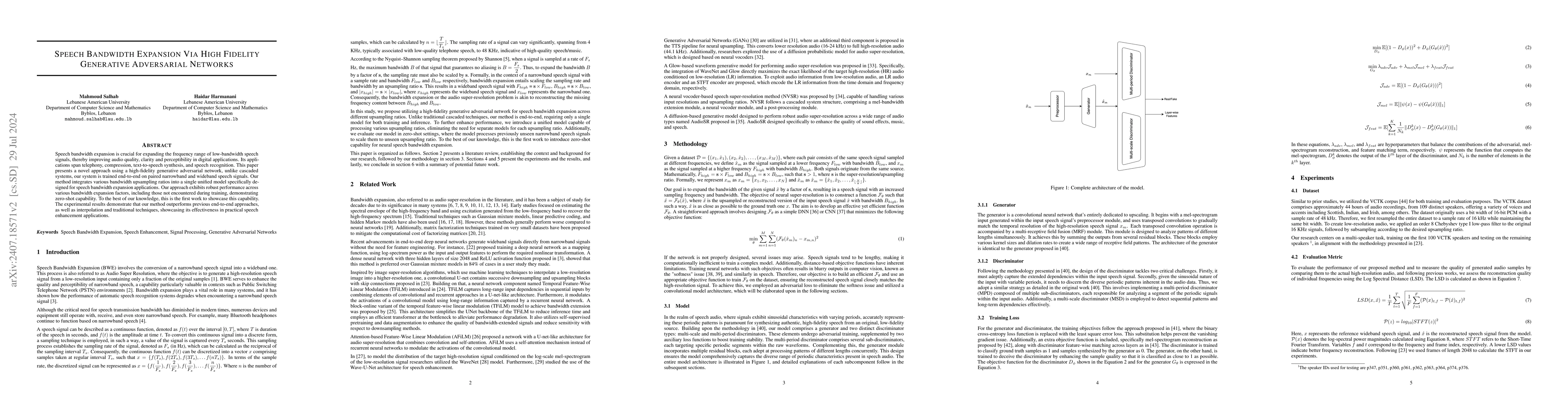 Thumbnail for Speech Bandwidth Expansion Via High Fidelity Generative Adversarial
  Networks