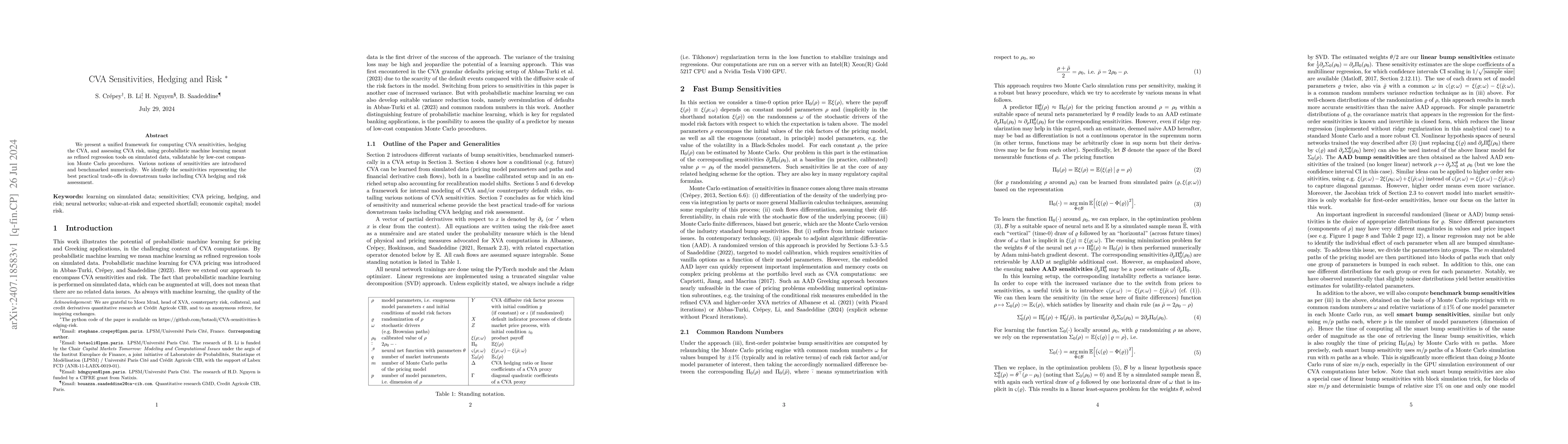 Thumbnail for CVA Sensitivities, Hedging and Risk