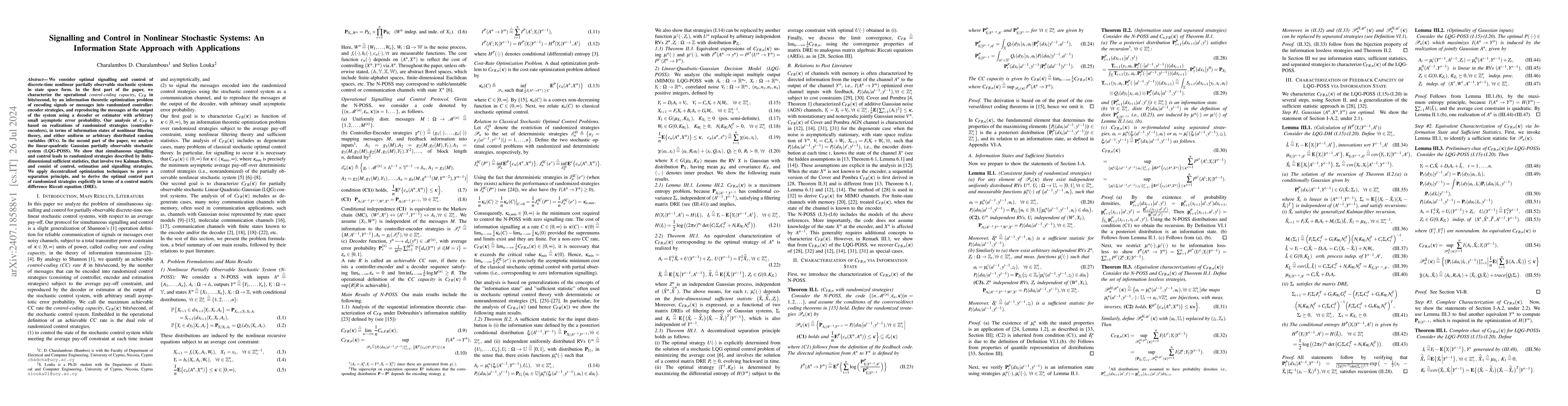 Thumbnail for Signalling and Control in Nonlinear Stochastic Systems: An Information
  State Approach with Applications