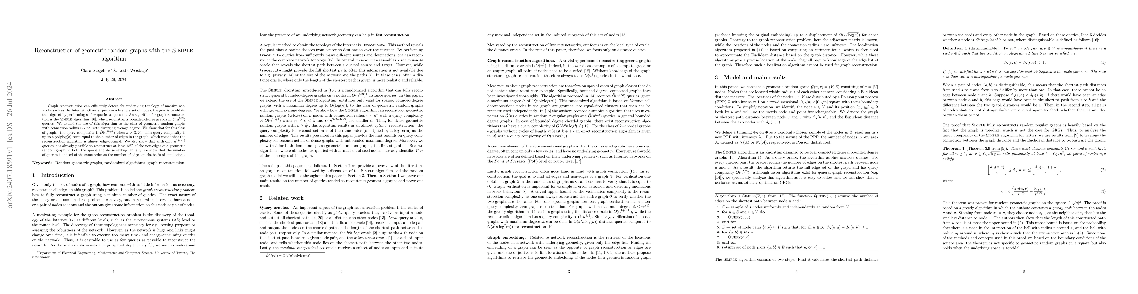 Thumbnail for Reconstruction of geometric random graphs with the Simple algorithm