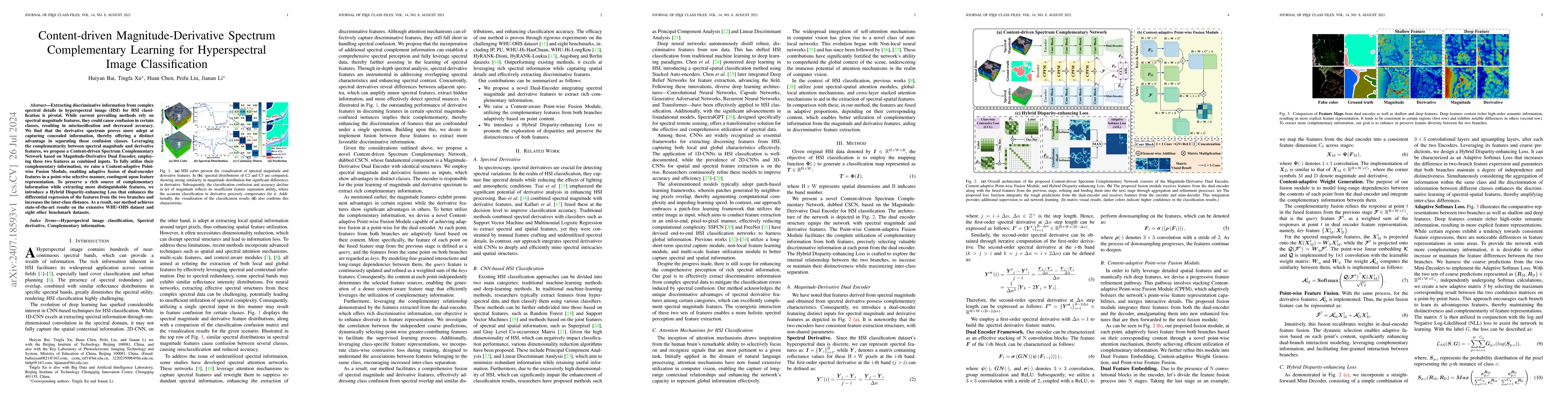 Thumbnail for Content-driven Magnitude-Derivative Spectrum Complementary Learning for
  Hyperspectral Image Classification