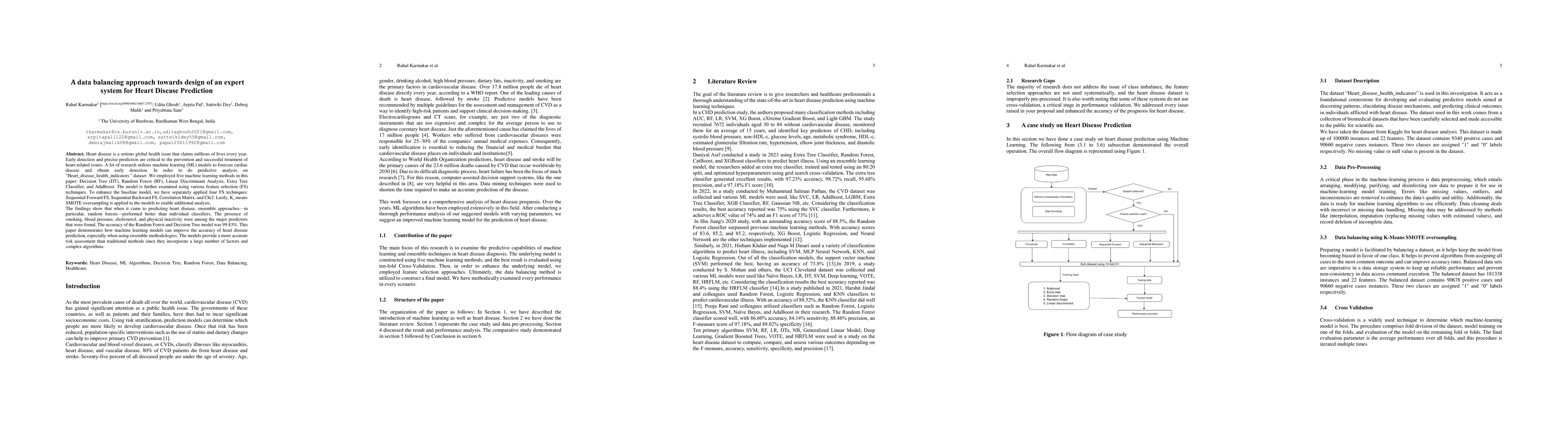 Thumbnail for A data balancing approach towards design of an expert system for Heart
  Disease Prediction