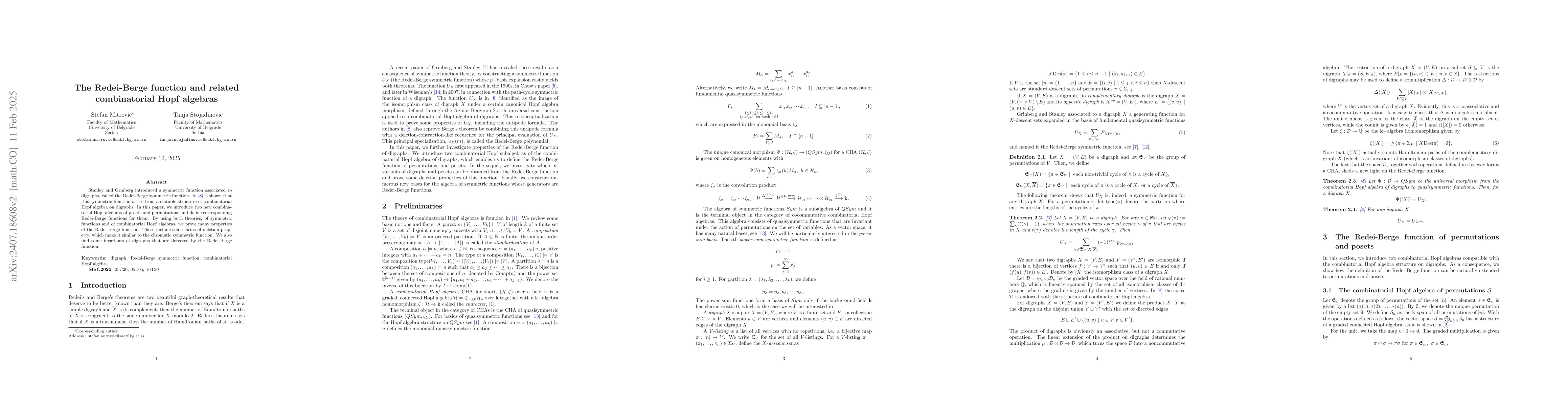 Thumbnail for The Redei-Berge function and related combinatorial Hopf algebras