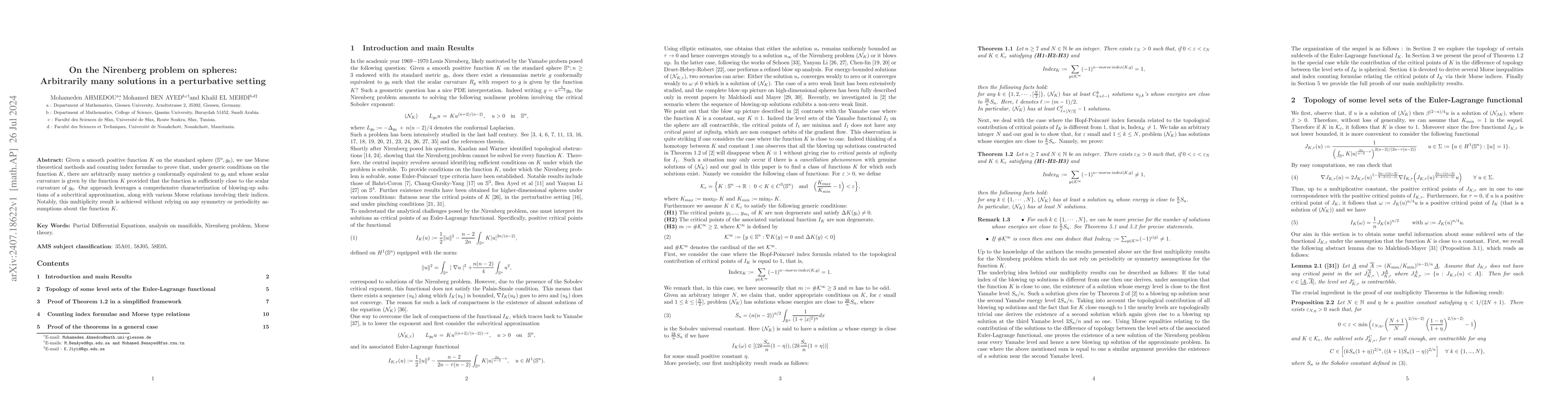 Thumbnail for On the Nirenberg problem on spheres: Arbitrarily many solutions in a
  perturbative setting
