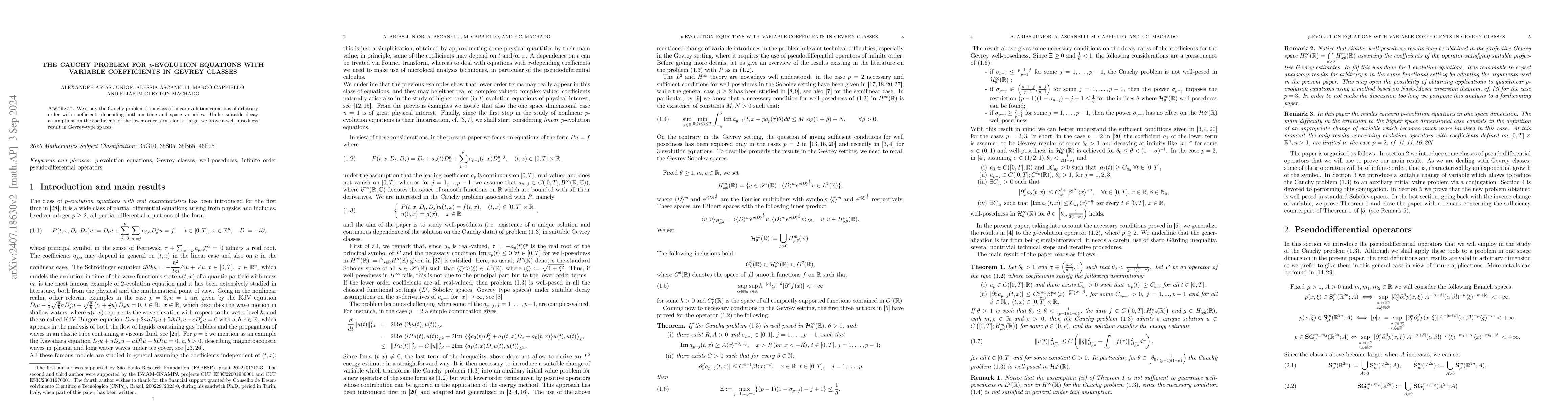 Thumbnail for The Cauchy problem for $p$-evolution equations with variable
  coefficients in Gevrey classes