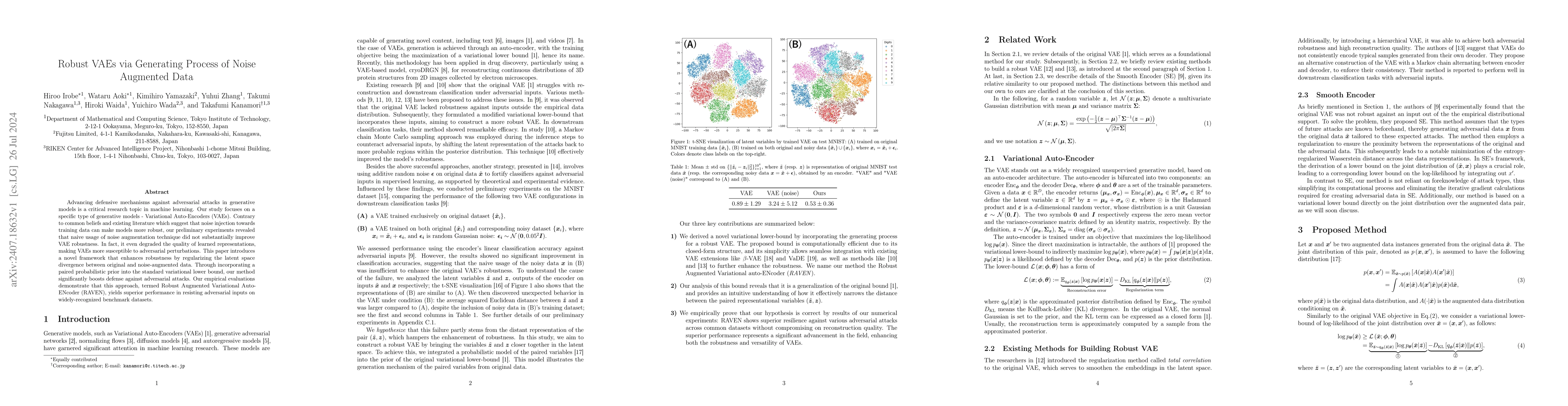 Thumbnail for Robust VAEs via Generating Process of Noise Augmented Data