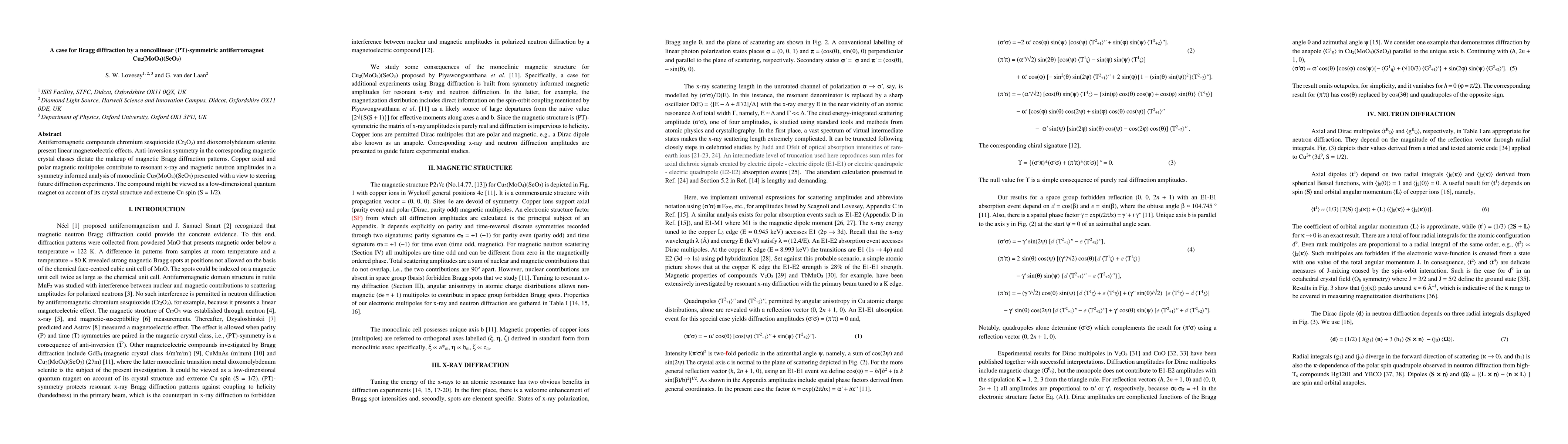Thumbnail for A case for Bragg diffraction by a noncollinear (PT)-symmetric
  antiferromagnet Cu$_2$(MoO$_4$)(SeO$_3$)