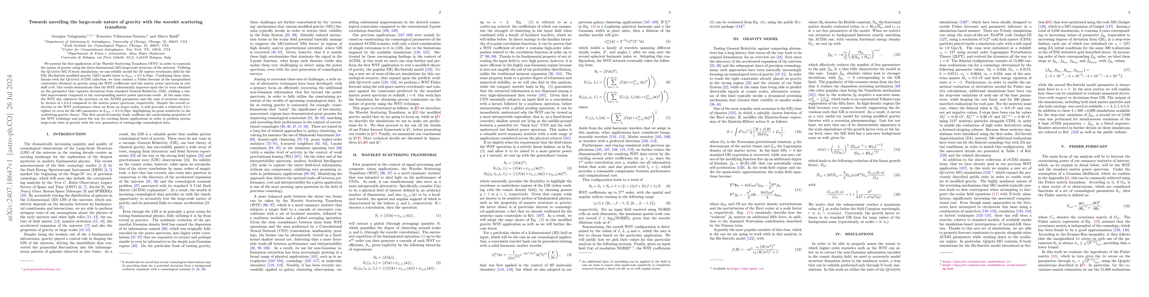 Thumbnail for Towards unveiling the large-scale nature of gravity with the wavelet
  scattering transform