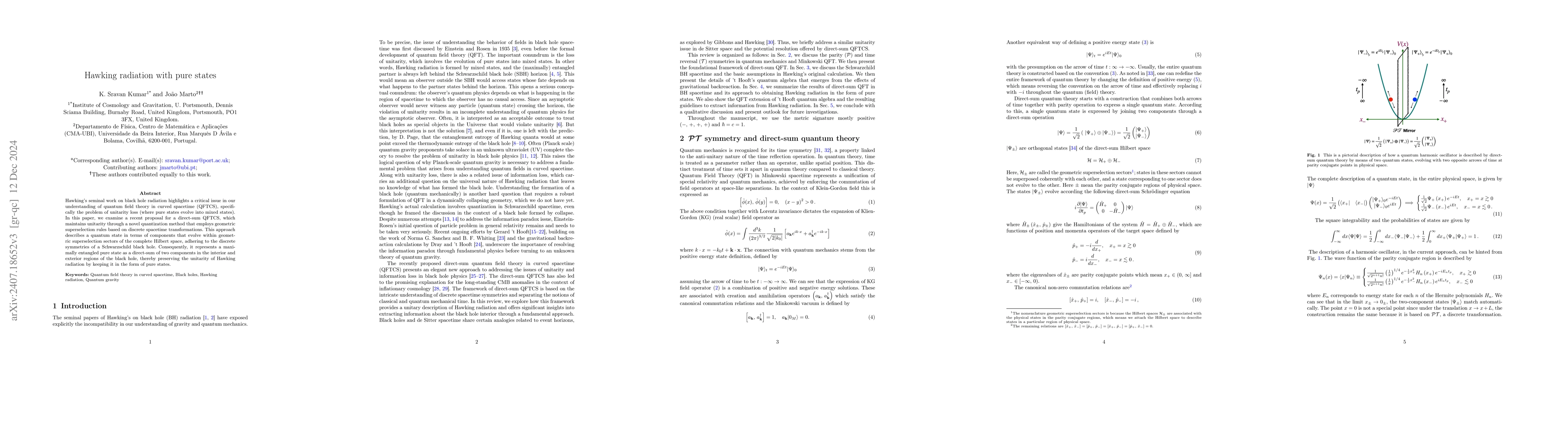 Thumbnail for Hawking radiation with pure states