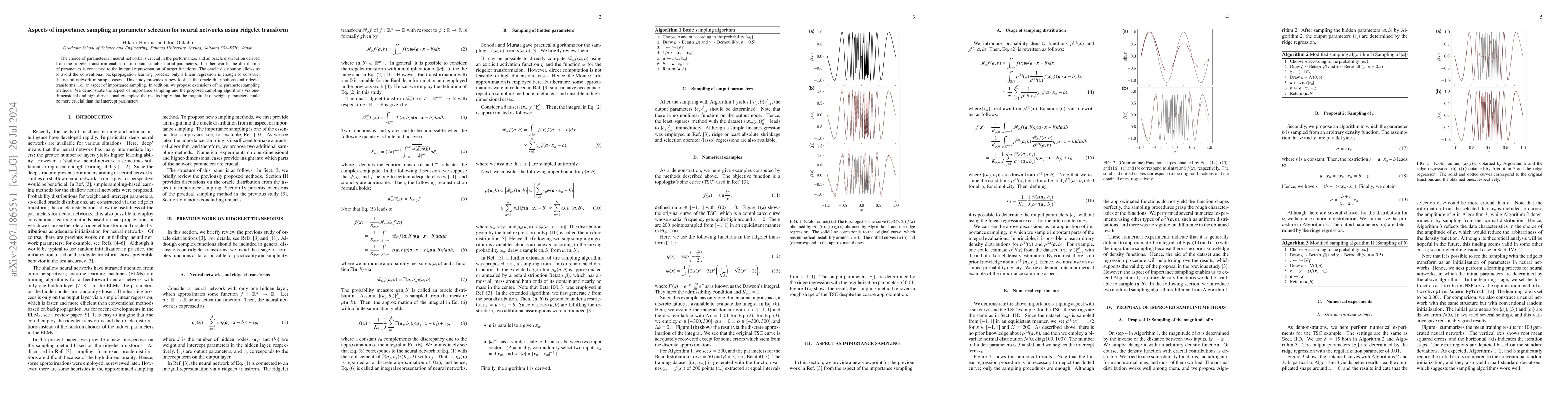 Thumbnail for Aspects of importance sampling in parameter selection for neural
  networks using ridgelet transform