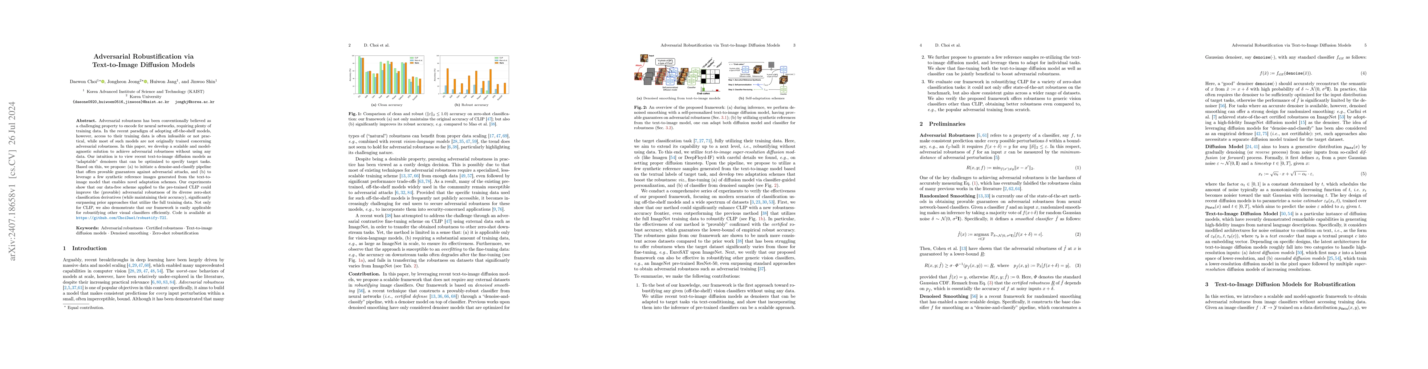 Thumbnail for Adversarial Robustification via Text-to-Image Diffusion Models