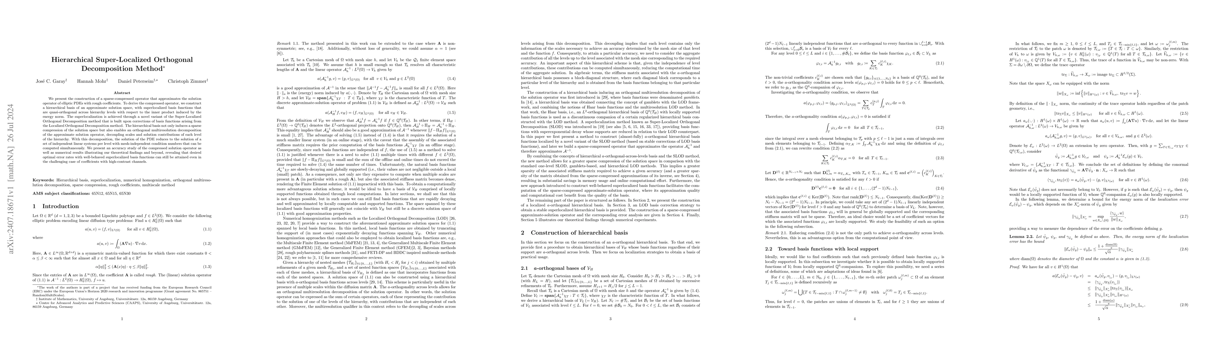 Thumbnail for Hierarchical Super-Localized Orthogonal Decomposition Method