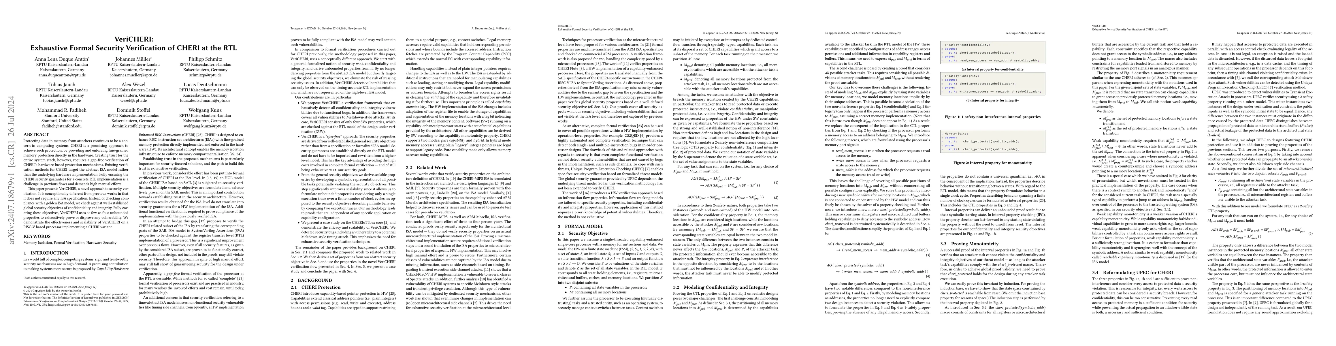 Thumbnail for VeriCHERI: Exhaustive Formal Security Verification of CHERI at the RTL
