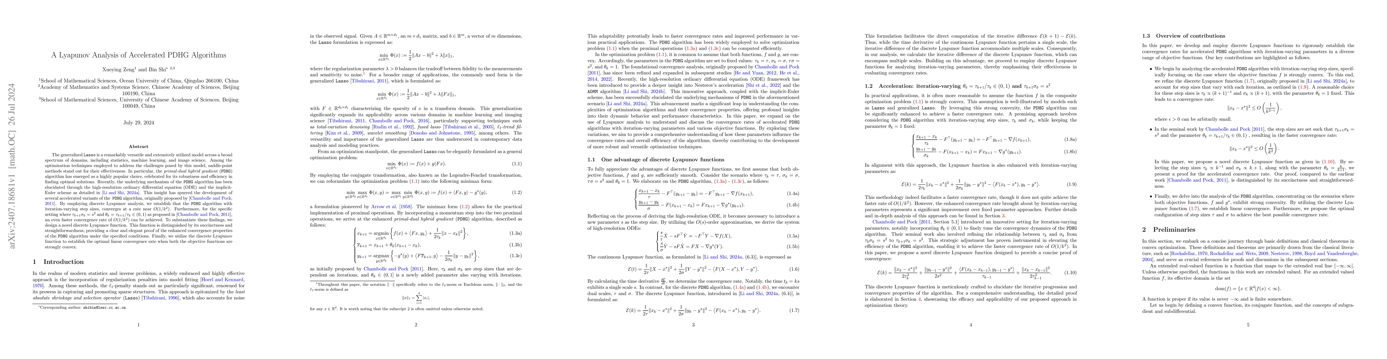 Thumbnail for A Lyapunov Analysis of Accelerated PDHG Algorithms
