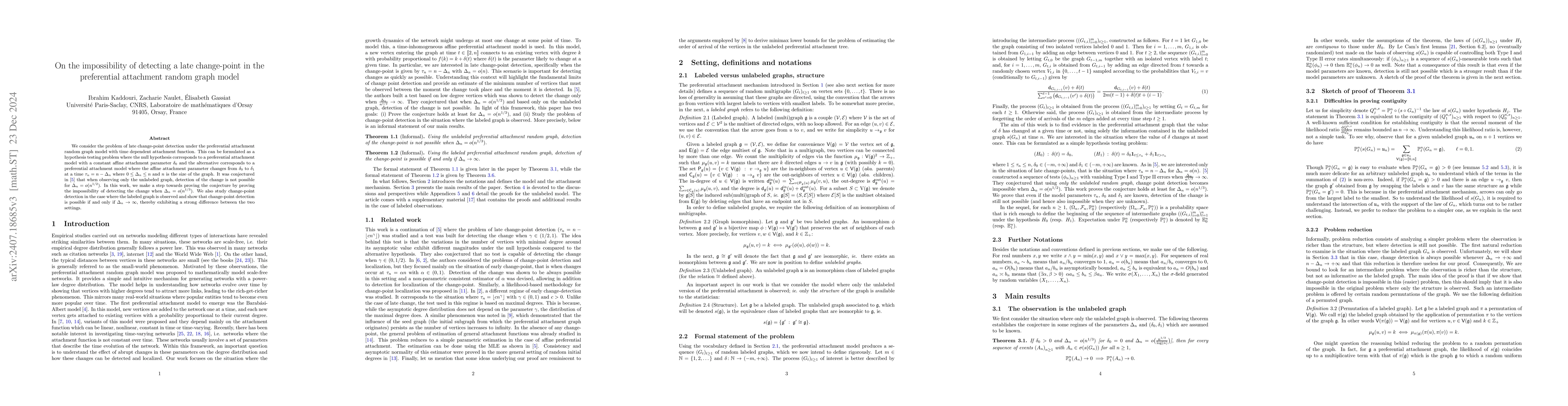Thumbnail for On the impossibility of detecting a late change-point in the
  preferential attachment random graph model