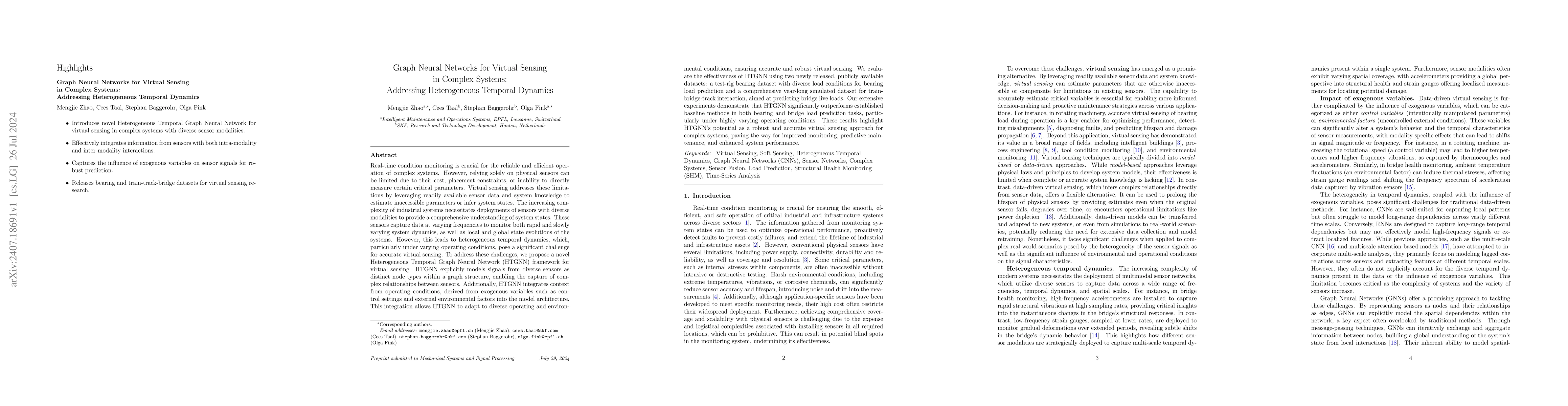 Thumbnail for Graph Neural Networks for Virtual Sensing in Complex Systems: Addressing
  Heterogeneous Temporal Dynamics