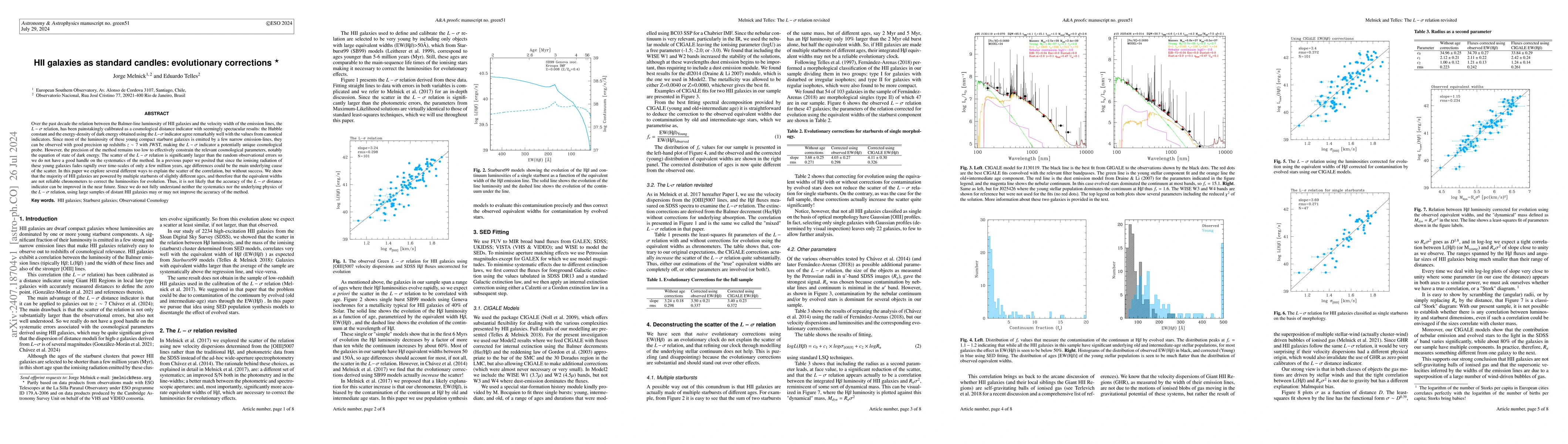 Thumbnail for HII galaxies as standard candles: evolutionary corrections