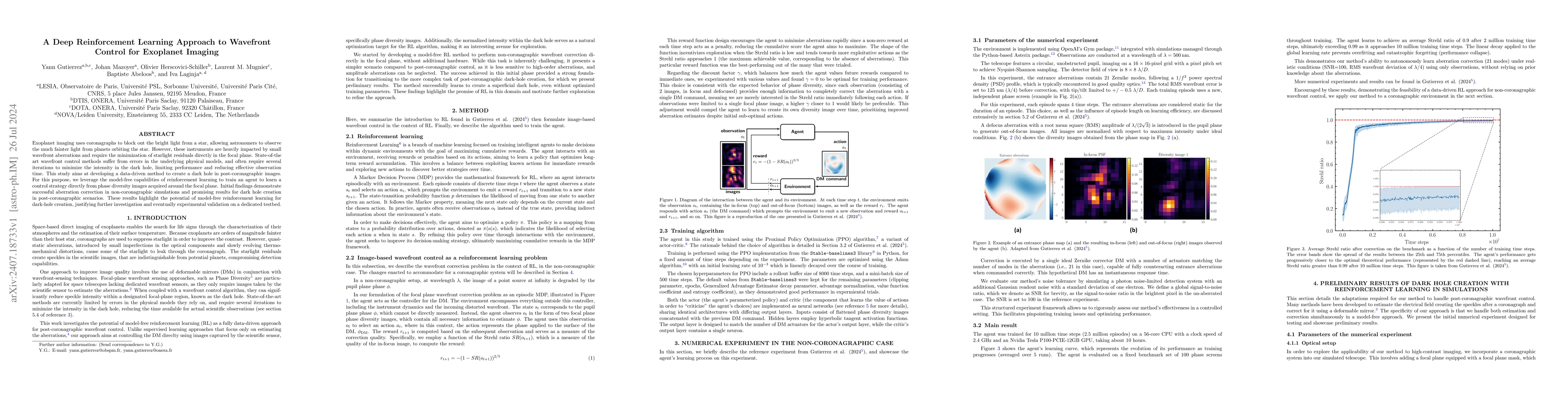 Thumbnail for A Deep Reinforcement Learning Approach to Wavefront Control for
  Exoplanet Imaging