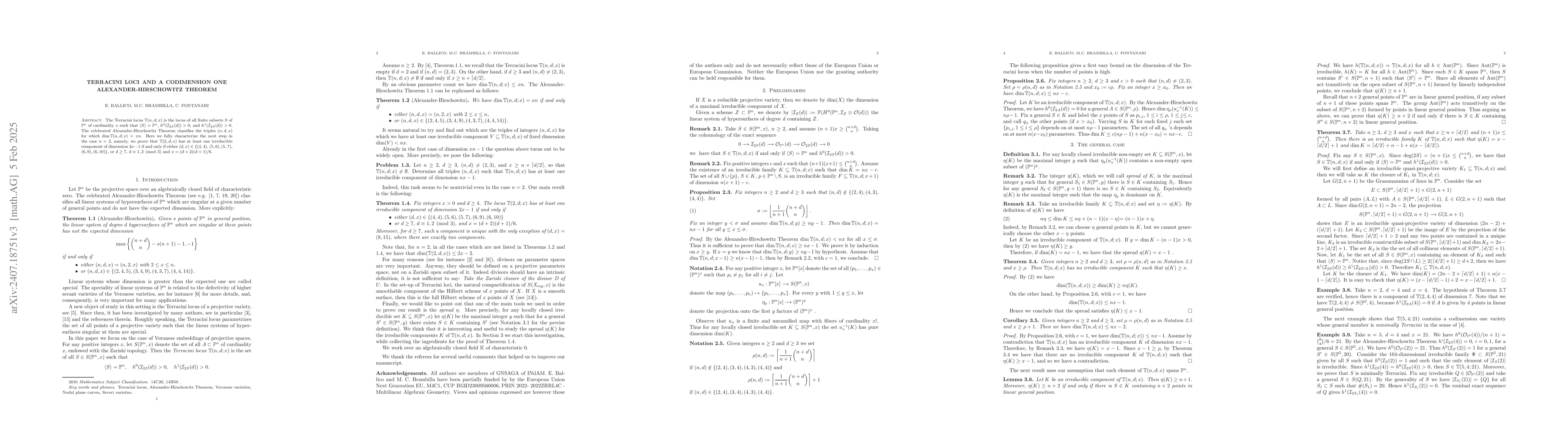 Thumbnail for Terracini loci and a codimension one Alexander-Hirschowitz theorem