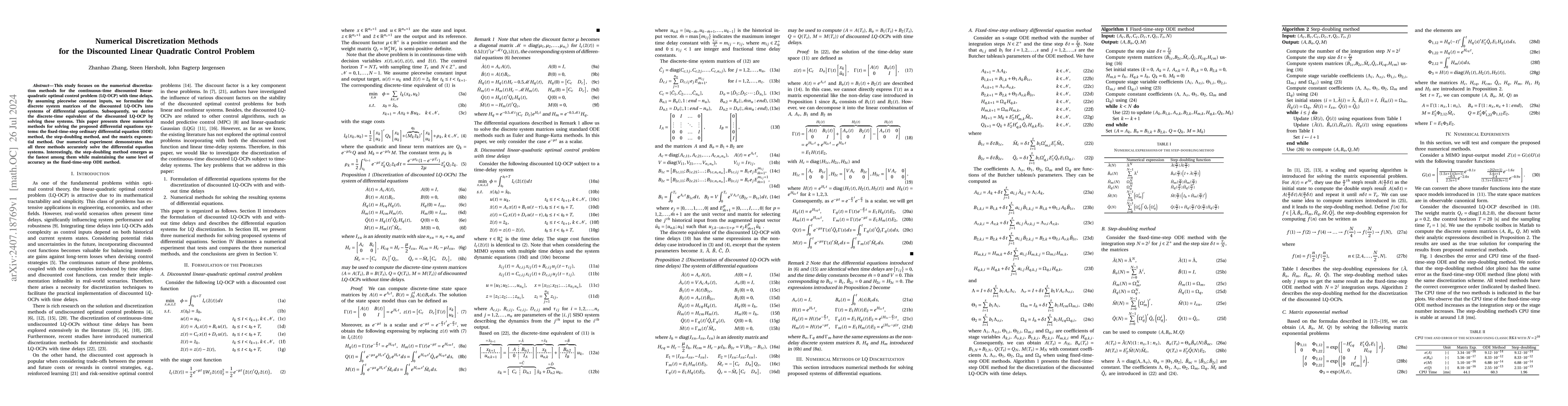 Thumbnail for Numerical Discretization Methods for the Discounted Linear Quadratic
  Control Problem