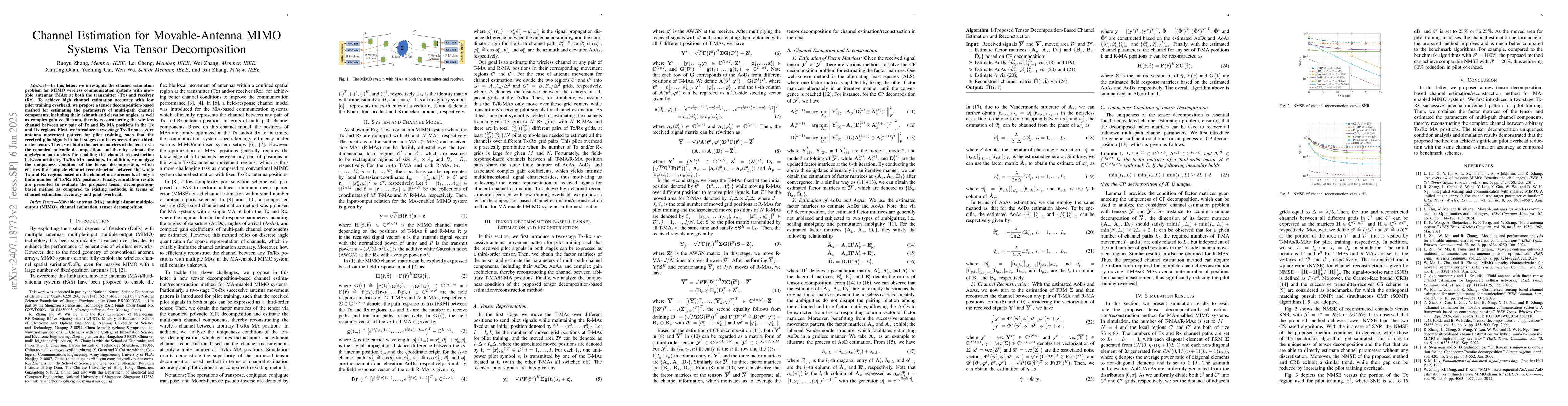 Thumbnail for Channel Estimation for Movable-Antenna MIMO Systems Via Tensor
  Decomposition