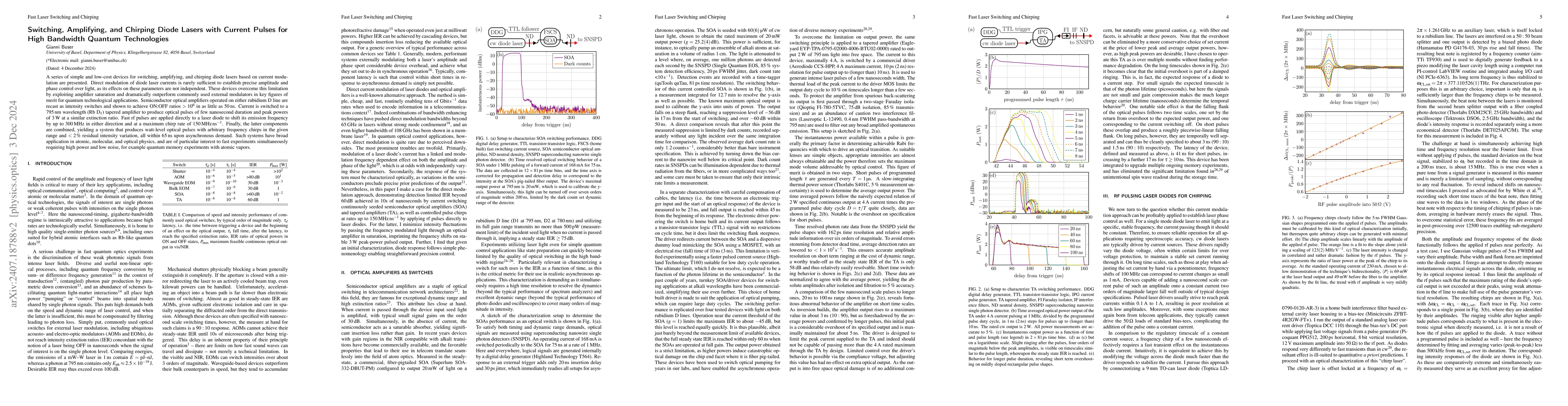 Thumbnail for Switching, Amplifying, and Chirping Diode Lasers with Current Pulses for
  High Bandwidth Quantum Technologies