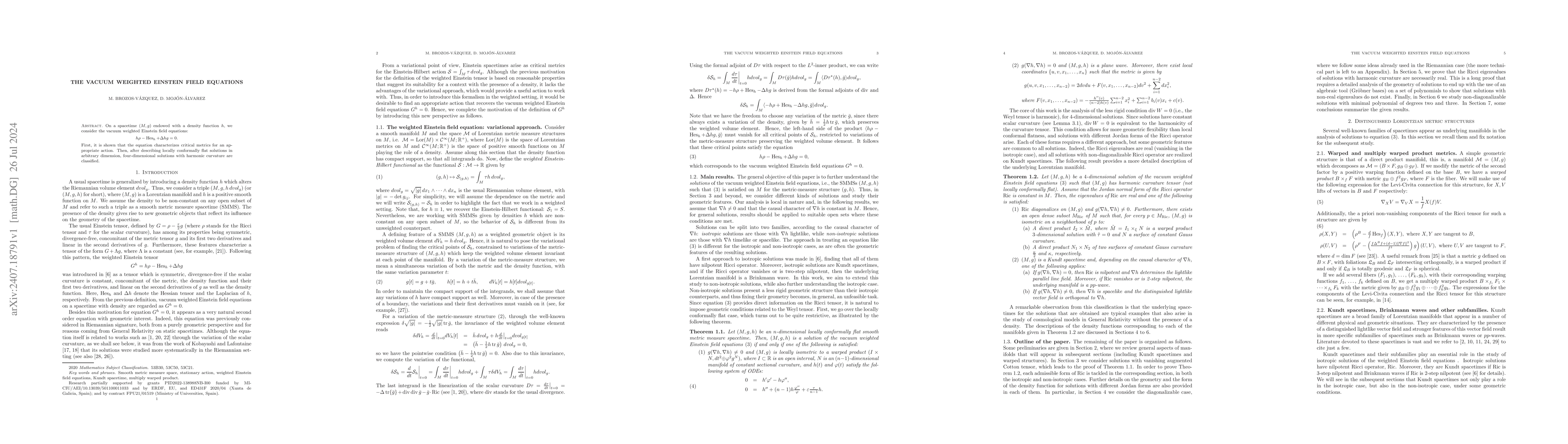 Thumbnail for The vacuum weighted Einstein field equations
