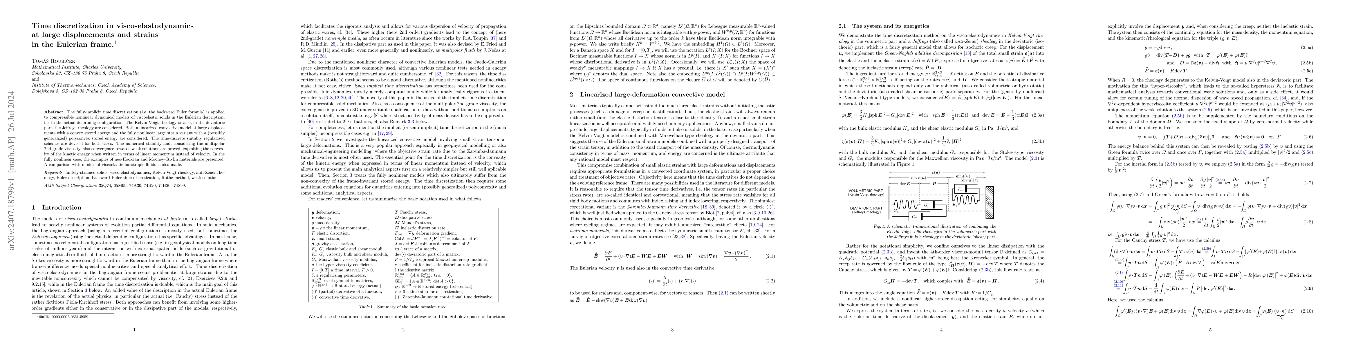 Thumbnail for Time discretization in visco-elastodynamics at large displacements and
  strains in the Eulerian frame