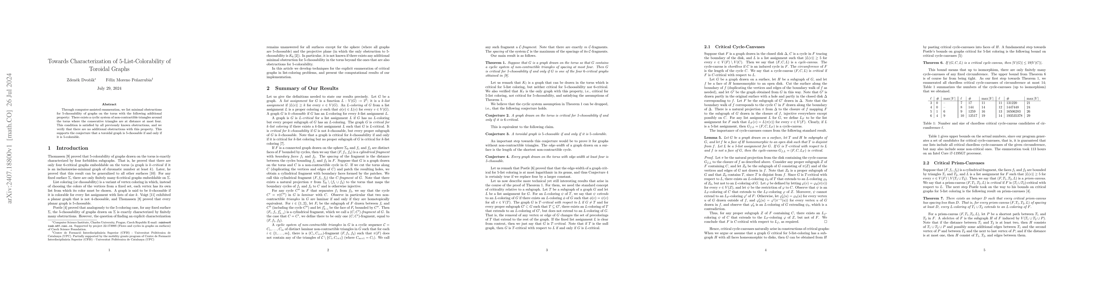 Thumbnail for Towards Characterization of 5-List-Colorability of Toroidal Graphs