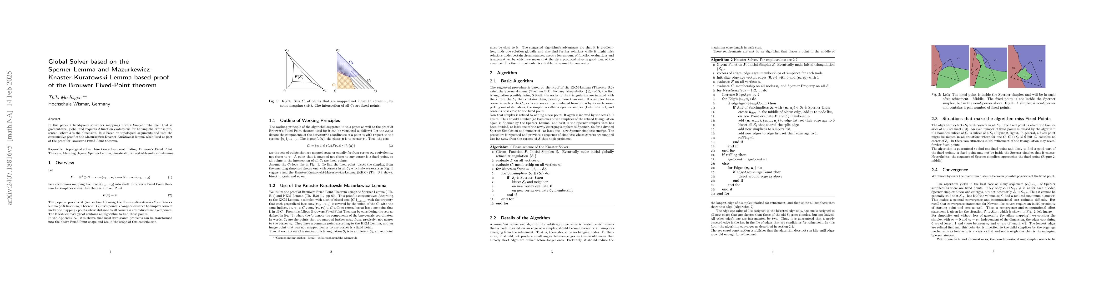 Thumbnail for Global Solver based on the Sperner-Lemma and
  Mazurkewicz-Knaster-Kuratowski-Lemma based proof of the Brouwer Fixed-Point
  Theorem