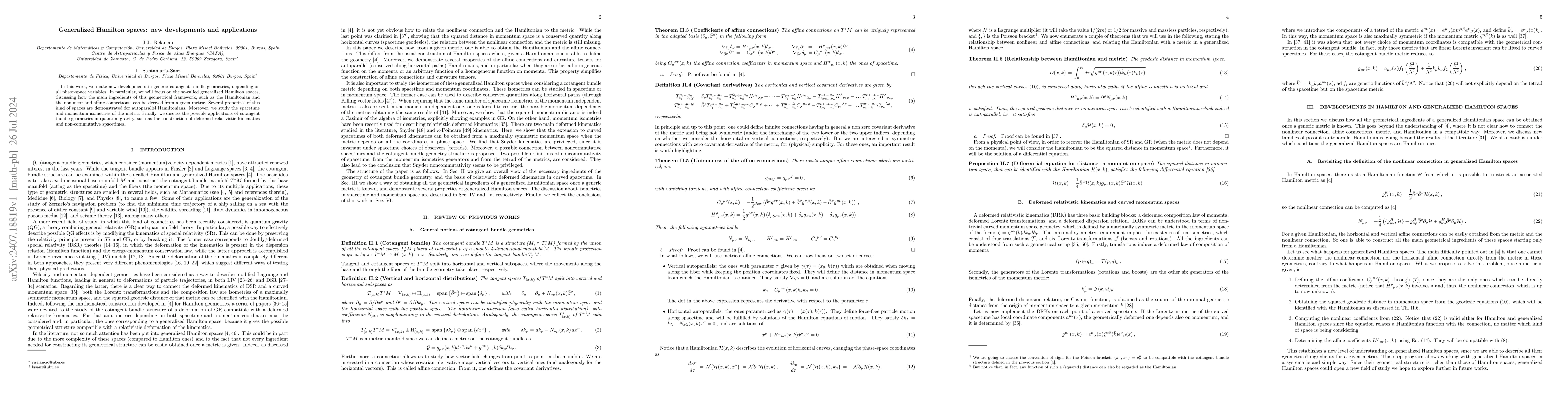 Thumbnail for Generalized Hamilton spaces: new developments and applications