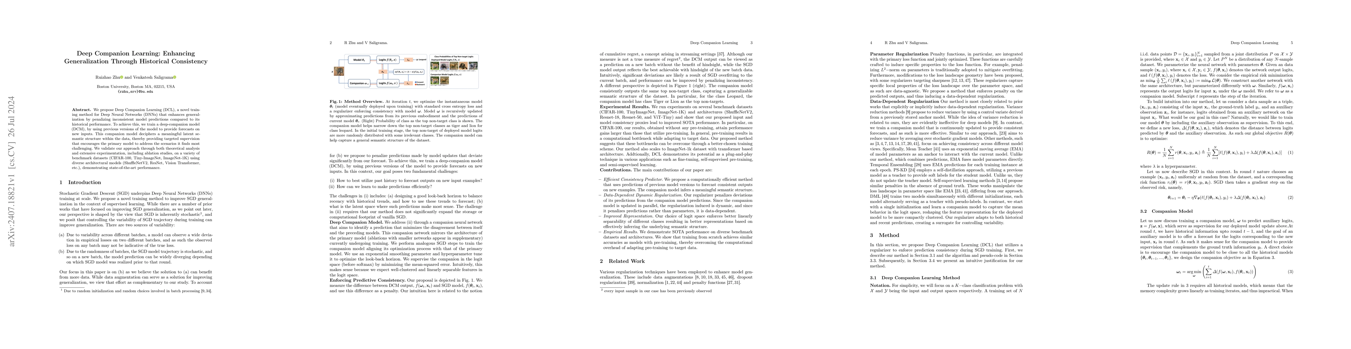 Thumbnail for Deep Companion Learning: Enhancing Generalization Through Historical
  Consistency