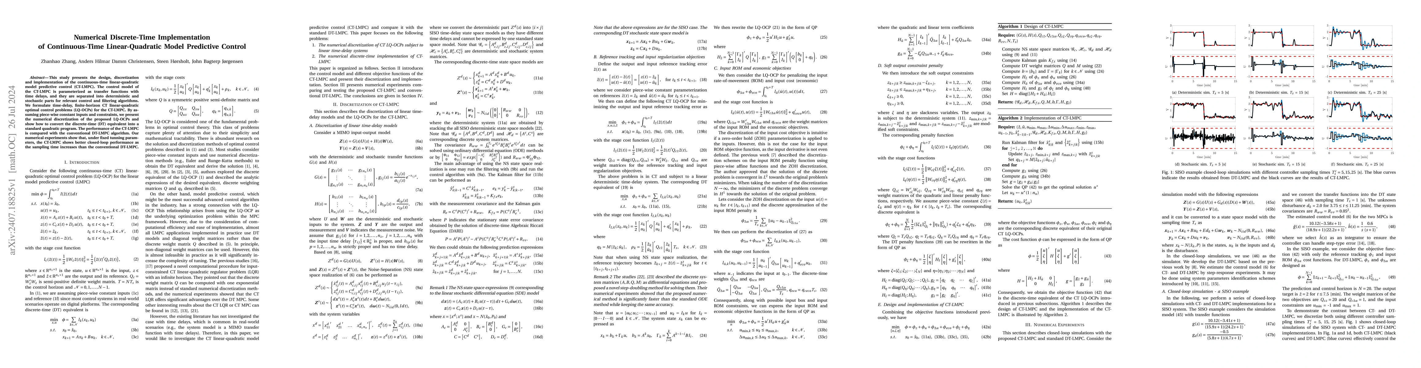 Thumbnail for Numerical Discrete-Time Implementation of Continuous-Time
  Linear-Quadratic Model Predictive Control