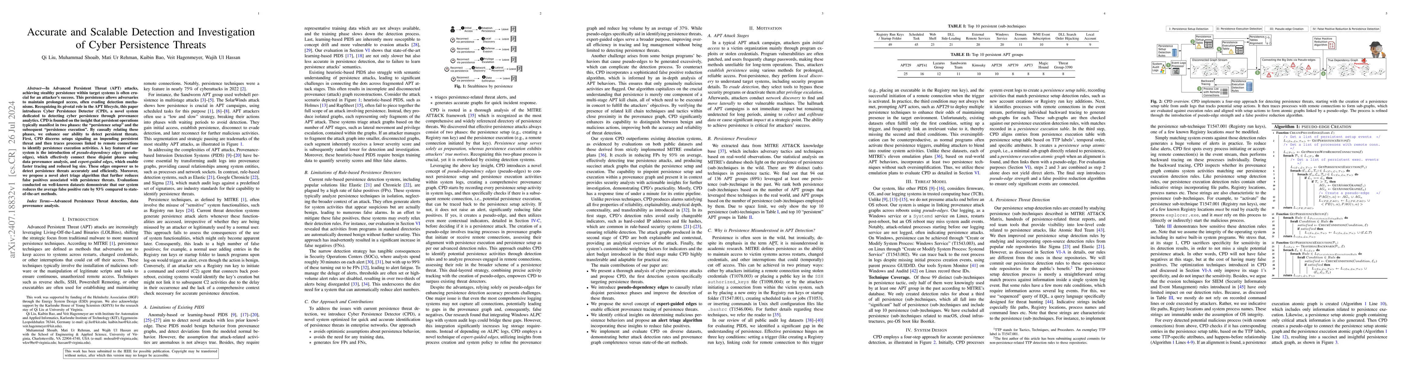 Thumbnail for Accurate and Scalable Detection and Investigation of Cyber Persistence
  Threats