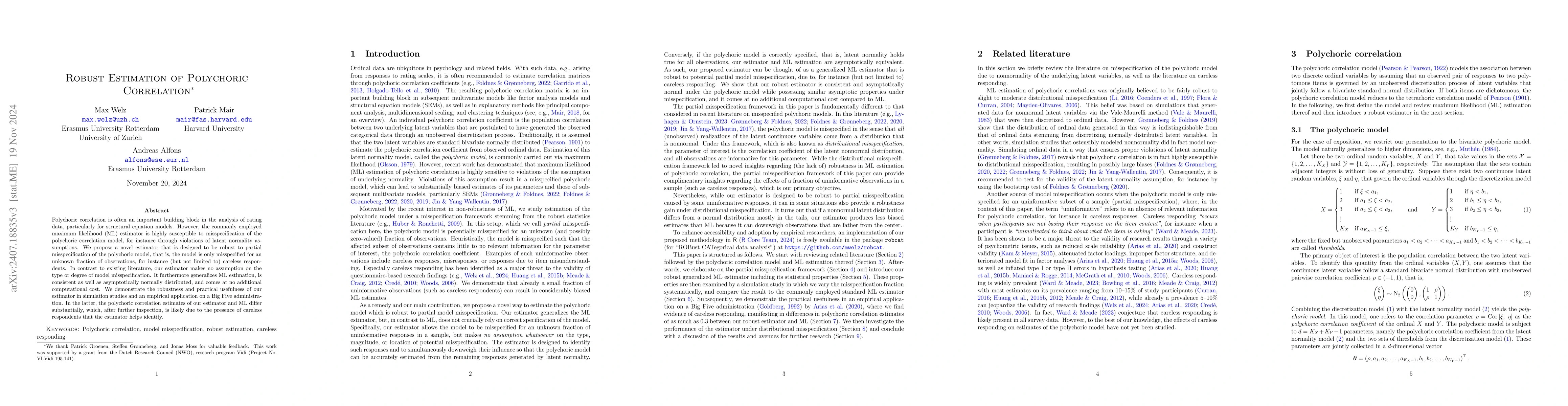 Thumbnail for Robust Estimation of Polychoric Correlation