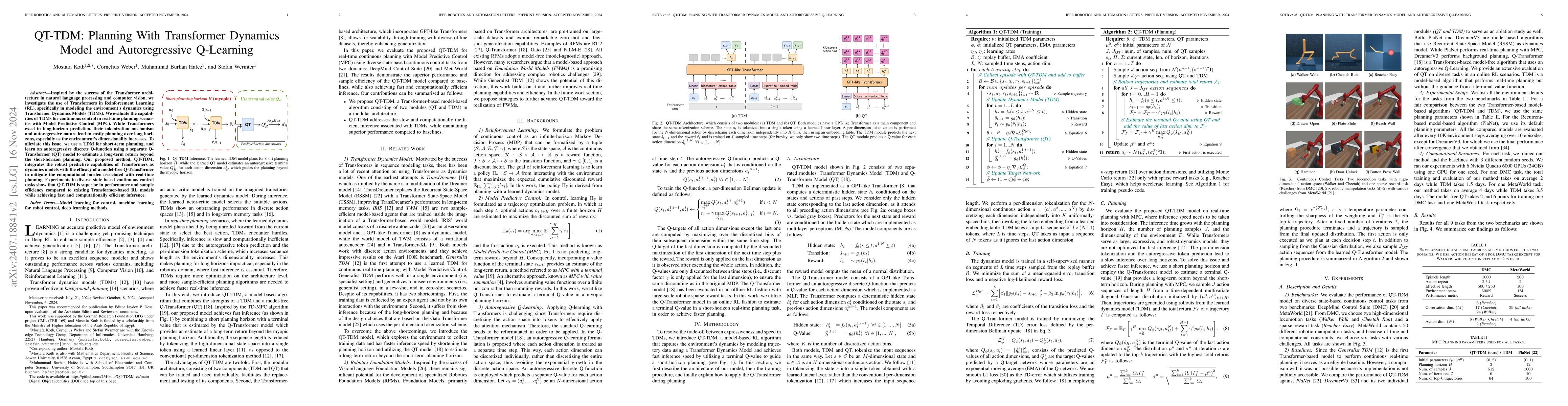 Thumbnail for QT-TDM: Planning with Transformer Dynamics Model and Autoregressive
  Q-Learning