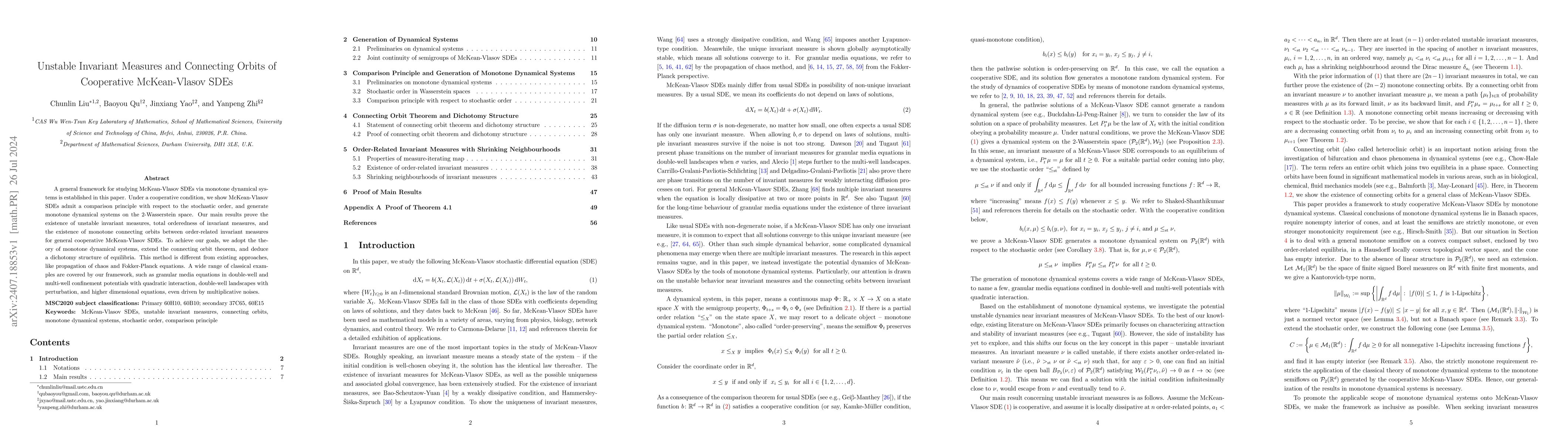 Thumbnail for Unstable Invariant Measures and Connecting Orbits of Cooperative
  McKean-Vlasov SDEs