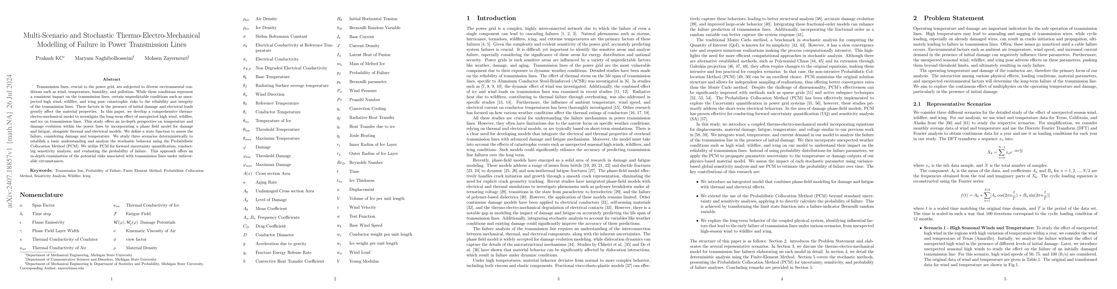 Thumbnail for Multi-Scenario and Stochastic Thermo-Electro-Mechanical Modeling of
  Failure in Power Transmission Lines