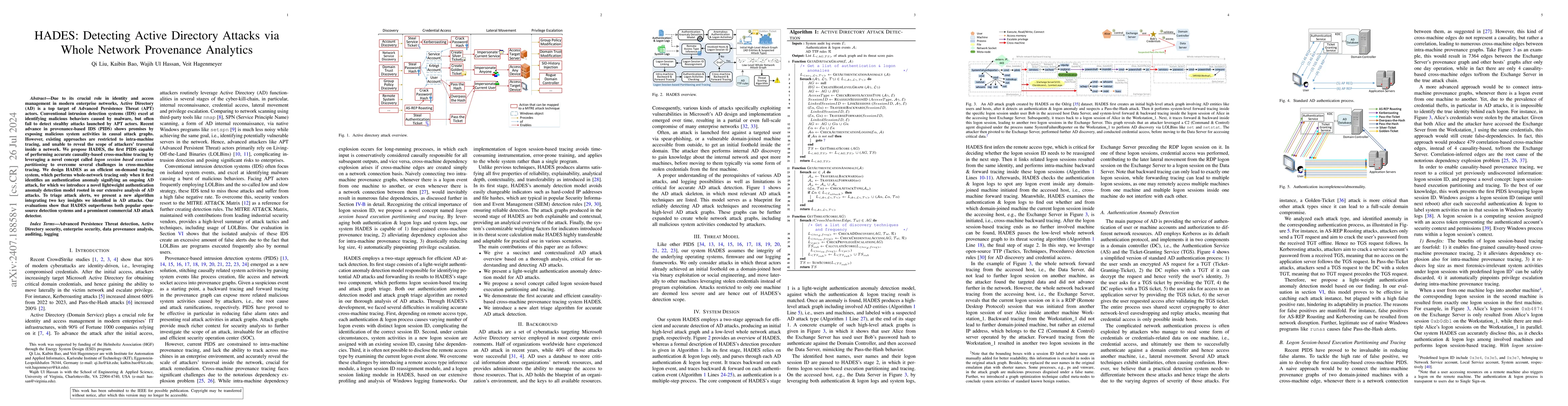 Thumbnail for HADES: Detecting Active Directory Attacks via Whole Network Provenance
  Analytics